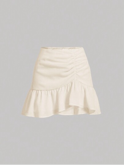 Zara Cream Ruffle Mini Skirt